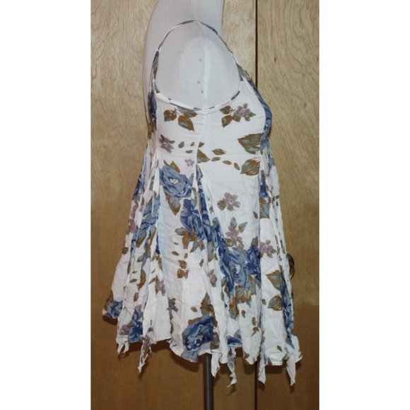 Intimately Free People XS Alyson tank slip mini dress tunic cream blue floral - Picture 7 of 9